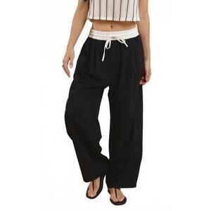 NEW SAGE THE LABEL break away contrast waistband pant in black